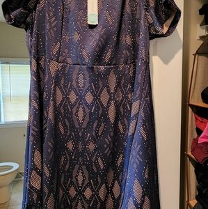 Textured Navy/Peach Alessia Dress, size 2X
